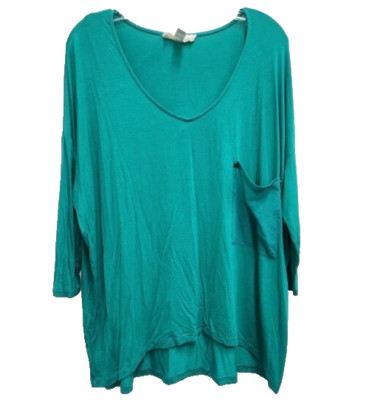 Kerisma Womens T Luxe Top Size M/L Kelly Green  3/4 Sleeve Oversized BOHO Tee