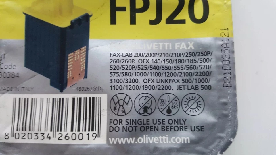 FPJ20 Olivetti Genuine Black Ink Jet Cartridge, B0384 / 84431 for Olivetti FAX - Image 3 of 4