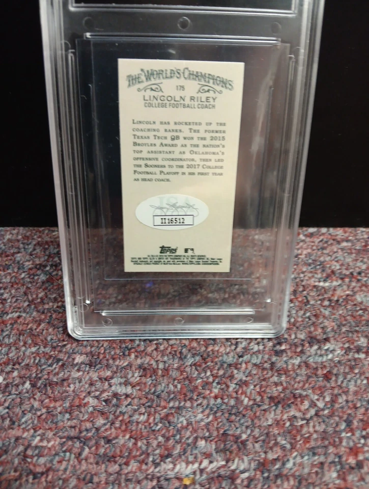 Lincoln Riley 2018 Topps Allen & Ginter Mini Gold Signed Auto JSA COA - Image 2 of 2