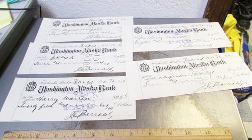 1910 Washington Alaska Bank Check from Fairbanks Alaska set of 5, 113+ years old
