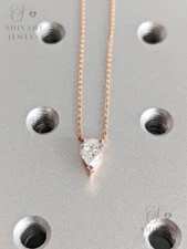 Certified 0.5-1Ct Pear Lab Grown Diamond Solitaire Pendant Necklace 18" 14k Gold