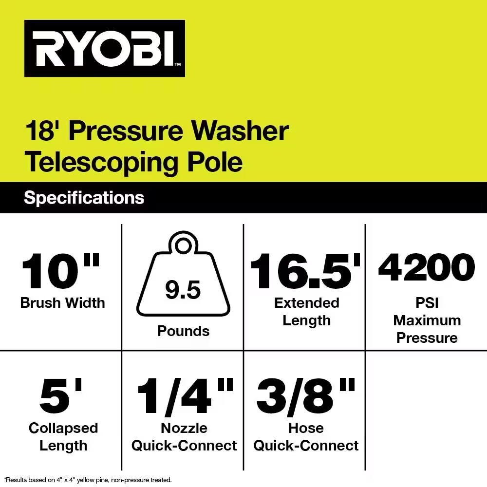 Ryobi RY31EP26 18 ft Pressure Washer Telescoping Extension Pole