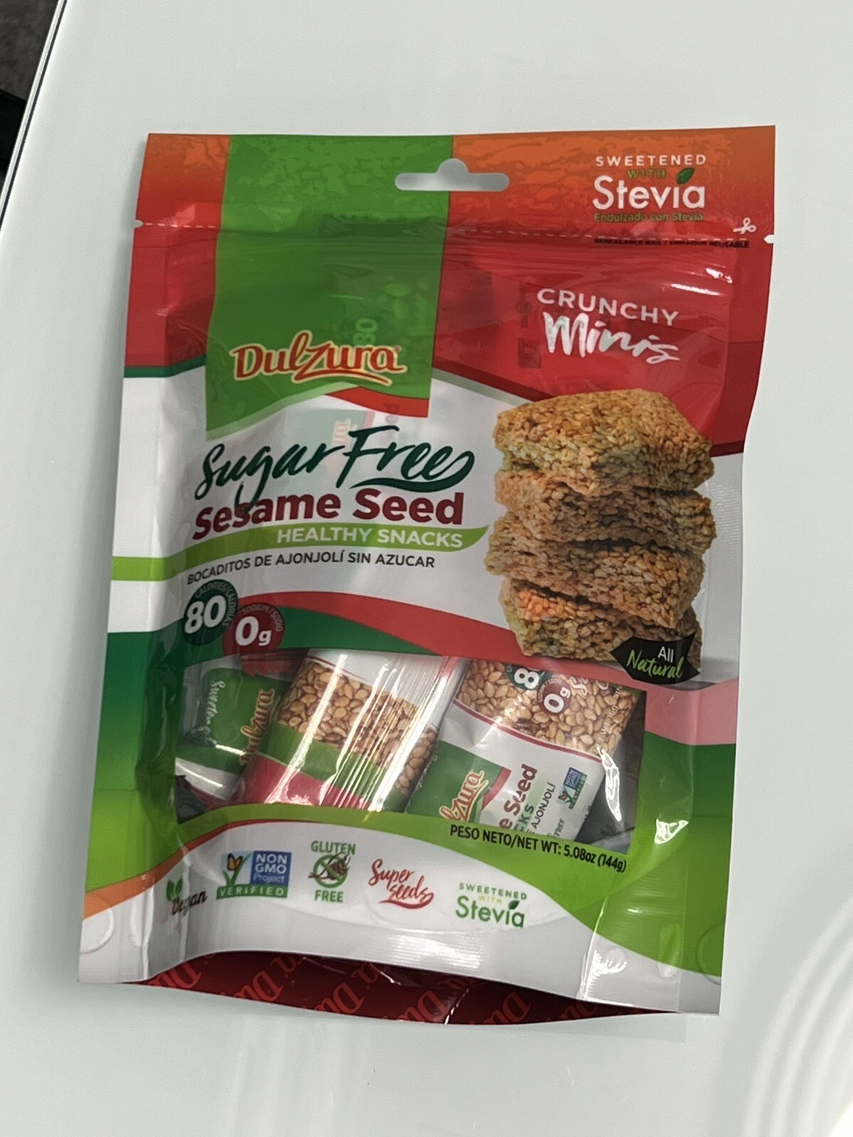 2 5.8 oz Packs: Dulzura Sugar Free Sesame seed Candy Crunchy Mini Vegan Ajonjoli