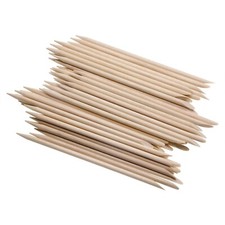 100 Pcs Orange Wood Nail Sticks Double Sided Multi Functional Cuticle Remover