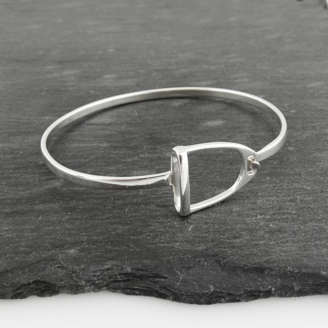Stirrup Bangle Bracelet 925 Sterling Silver Horses Saddle