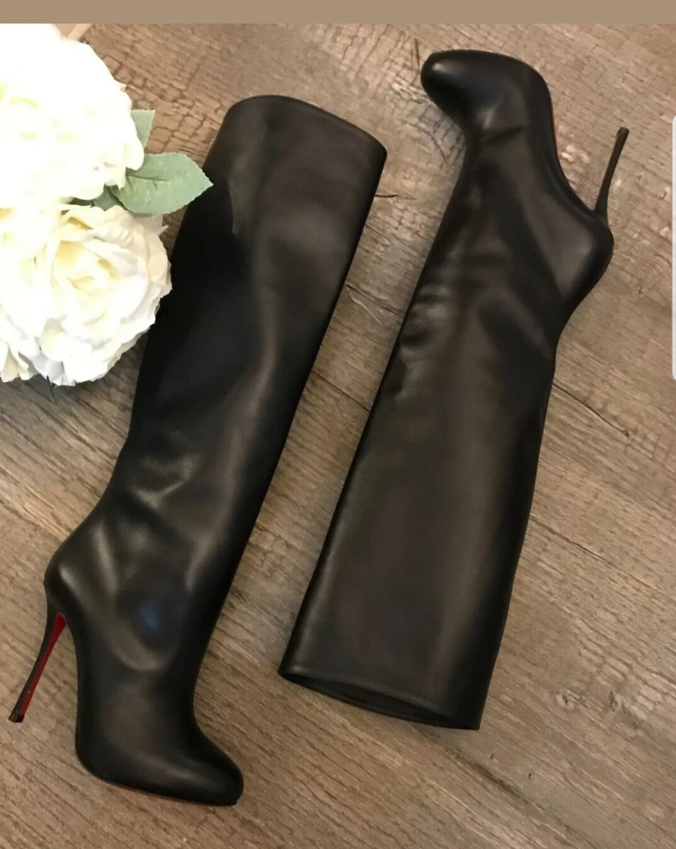 Christian Louboutin Vitish Platform Black Leather Boots NWOB