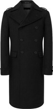 Mens Black Overcoat Wool  Cashmere Great Coat Long Double Breasted Heavy Warm