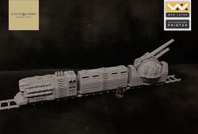 3d gedruckter Wargaming Gun Train Nr. 1 von Warlayer 28mm Sci-Fi Wargames Gelände