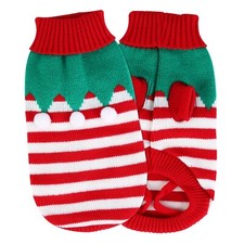 Pet Christmas Turtleneck Sweater Dog Christmas Clothes Snowman Stripes Costume