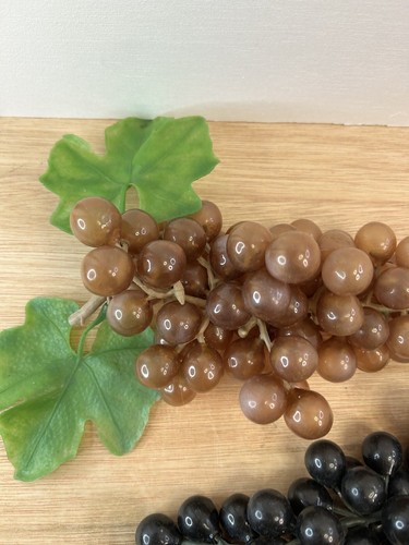 Vintage Artificial Faux Grapes Clusters Plastic Rubber Fruit Lot of 2 Free Post - Picture 5 of 9