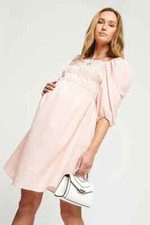 Dorothy Perkins Maternity Gingham Milkmaid Mini Dress Pink UK 14