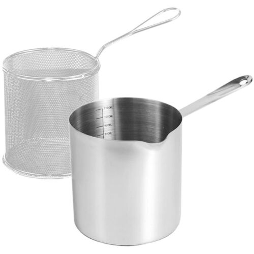 Stainless Steel Fryer Frying Pan with Lid Oil Filter Pot Basket Dad