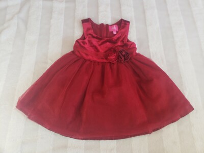Baby Girls Pinky Red Velvet Valentine Holiday Party Dress Tulle Glitter 12 Month