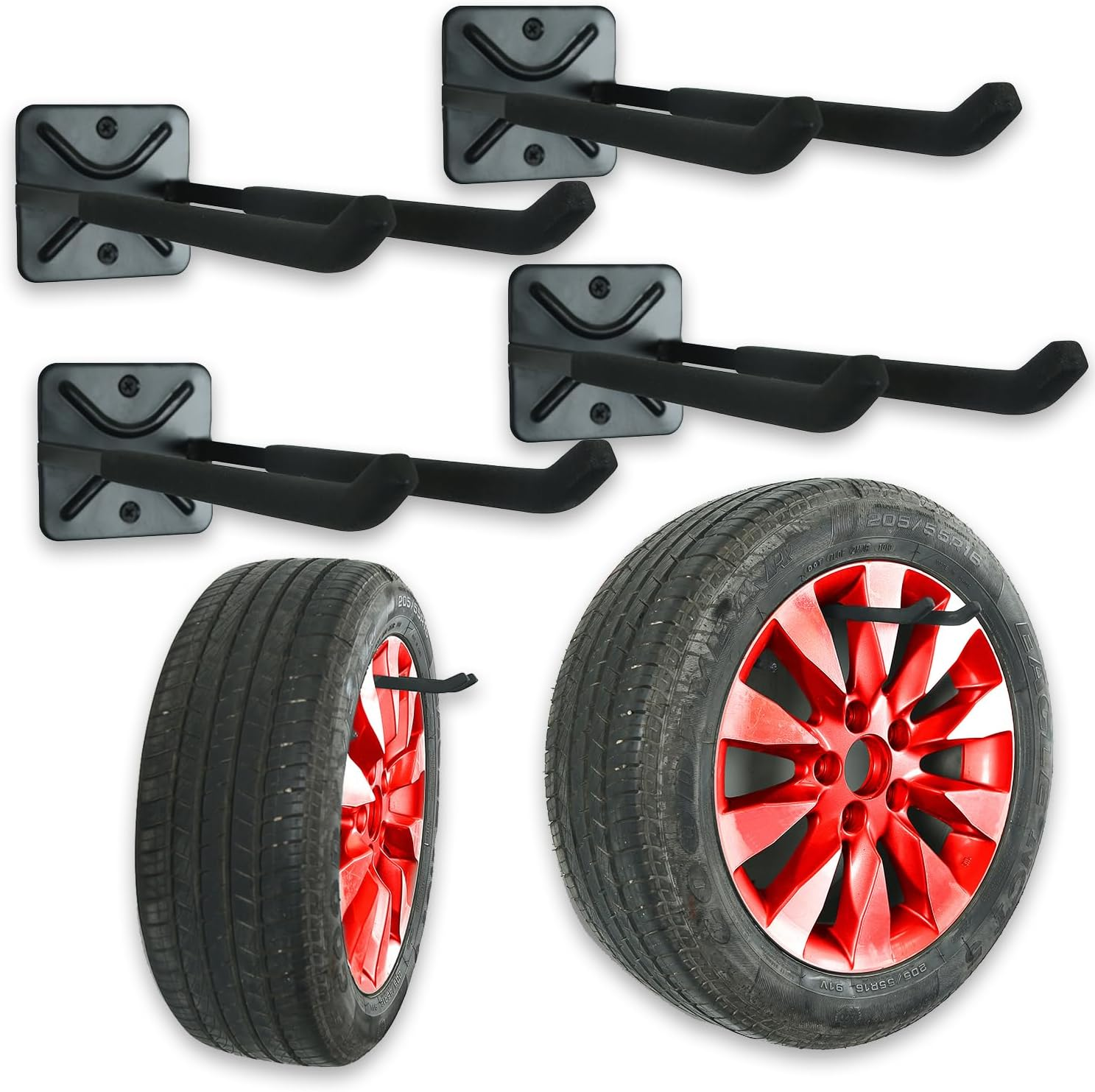 Heavy Duty Wall Mount Garage Tire Hooks Tool Organizer Rack Storage Hardware