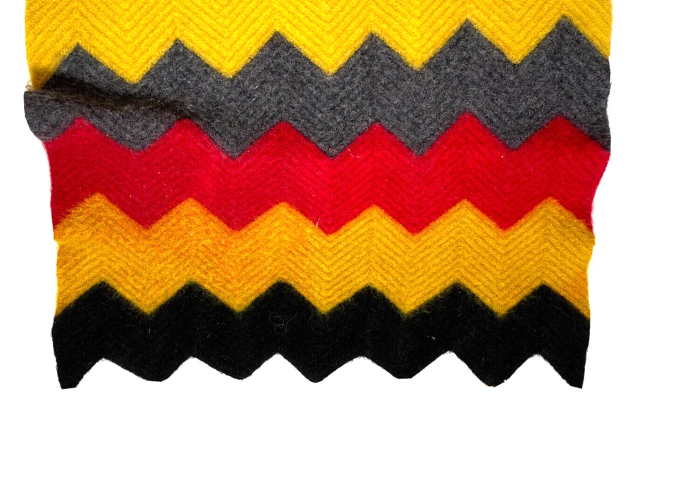 Vintage Chevron Boiled Wool Afghan Blanket Scatter Rug Lap Thick Quilt Zigzag - Image 2 of 4