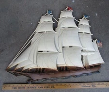 Vintage SYROCO Clipper 3D Mid Century 1962 Wall Plaque Ship Boat USA LARGE 21x26
