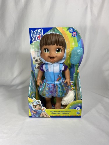 NEW BabyAlive Tinycorns Doll, Panda Unicorn Dress, Drinks, Wets, Brown Hair - Picture 2 of 8