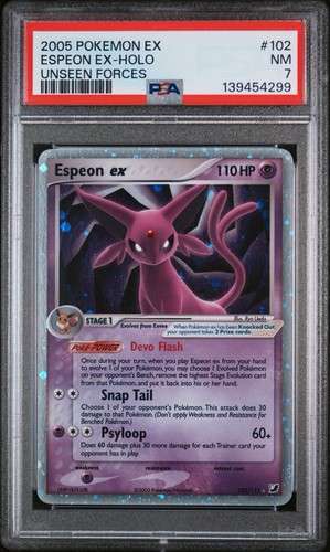 2005 POKEMON EX UNSEEN FORCES #102 ESPEON EX-HOLO PSA 7 NEW CERT