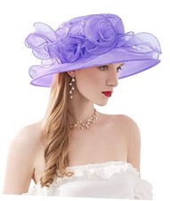 Z X Organza Church Wedding Tea Party Derby Hats for Women 024 Purple Fascinator