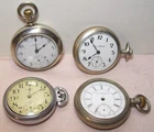 antique~ELGIN~HAMPTON~TRENTON~4 MEN'S 18s POCKET WATCHES FOR PARTS OR REPAIR~