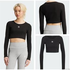 adidas Originals Women's Essentials Ribbed Cropped Long-Sleeve Top