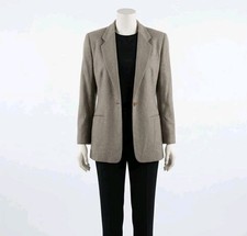 Vintage Lands' End Blazer Wool Cashmere Blend Jacket 14 Brown Pockets One Button