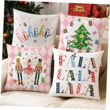 Pink Nutcracker 18" x 18" Pack of 4 Pink Nutcracker Throw Pillow Covers