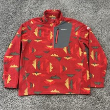 Eddie Bauer First Ascent Men's Large Fleece Pullover Red Aztec Print