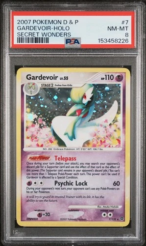 2007 POKEMON DIAMOND & PEARL SECRET WONDERS #7 GARDEVOIR-HOLO PSA 8