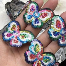 4.6m Sequin Papillon Bordure Dentelle Vêtements Acier/Cousue Broderie Ruban Art
