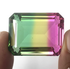Natural EGL Certified 137 Ct Emerald Cut Bi-Color Tourmaline Loose Gemstone