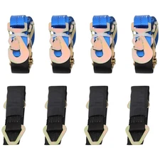 Axle Straps Car Hauler Trailer Auto Tie Down Ratchet Straps BLUE Tow Kit 4 Sets