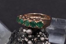 Vintage Emerald Ring in 9ct Solid Gold: Classic Five 3mm stones design