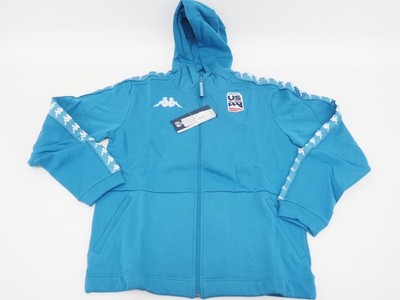 New! Kappa 222 Banda Arufeod Hooded Sweathirt US Ski Team Blue