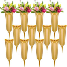 12 Pcs Plastic Cemetery Vases with Spikes Memorial Flower Vase Cemetery Grave...