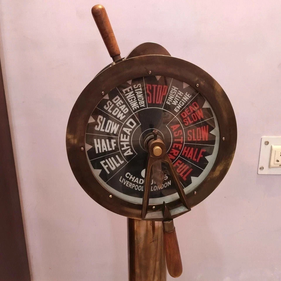 Telégrafo de motor de barco de latón vintage 43" - Decoración náutica marítima en funcionamiento Foto 4 de 4