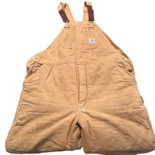 Carhartt Mens Quilt Lined Duck Canvas Bib Overalls Brown R02 BRN 48x32 Workwear