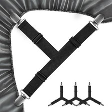 4 Pcs Bed Sheet Straps with Metal Clips Adjustable Fitted Bed Sheet Holders