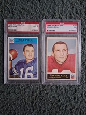 PSA 7 PHILADELPHIA FOOTBALL LOT-1965 ANGELO COIA #186, 1966 MILT PLUM #72, Nice!