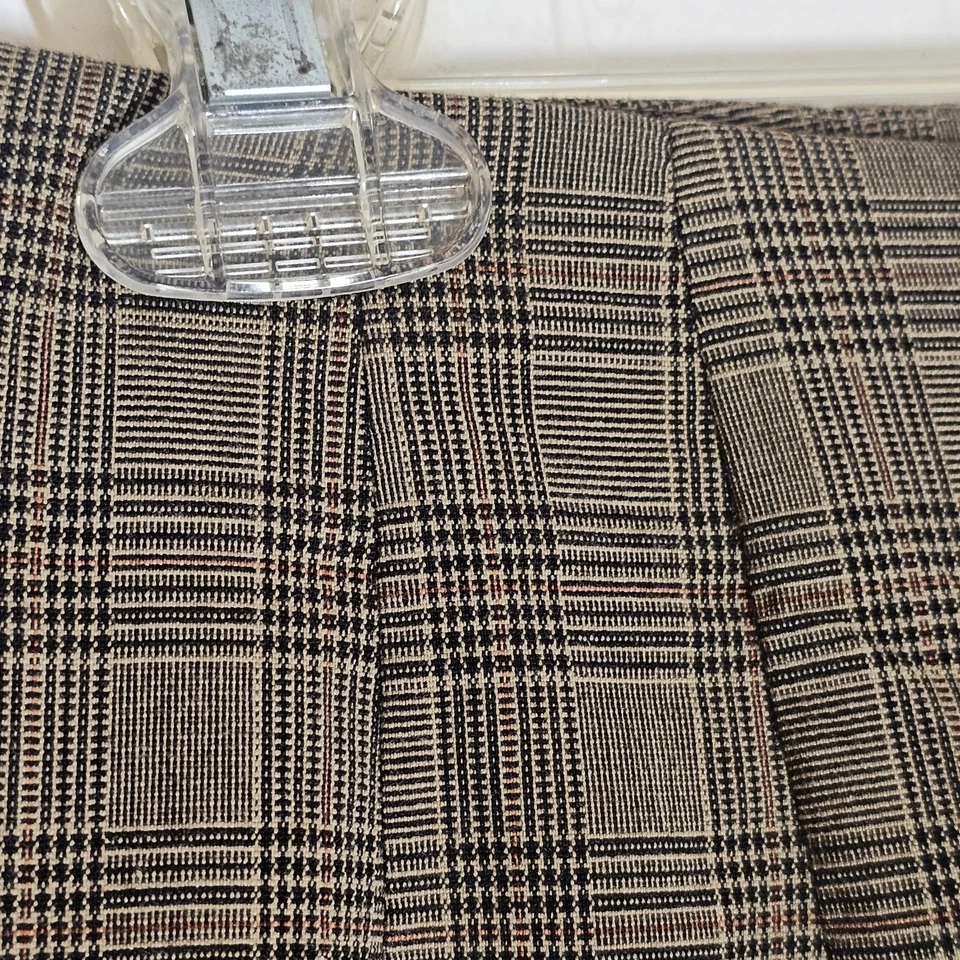 Pantalones Basic Editions para mujer 6 tostados a cuadros elásticos negocios informales ajuste cómodo trabajo Foto 4 de 4