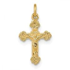 14k Yellow Gold INRI Hollow Crucifix Pendant