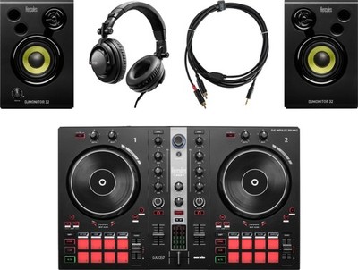 Hercules DJControl Inpulse 300 MK2 DJ Controller Kopfhörer Aktivlautsprecher Set