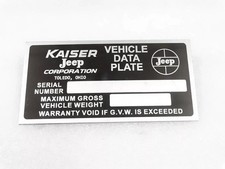 Data Plate For Kaiser Jeep Version 2 Fit For