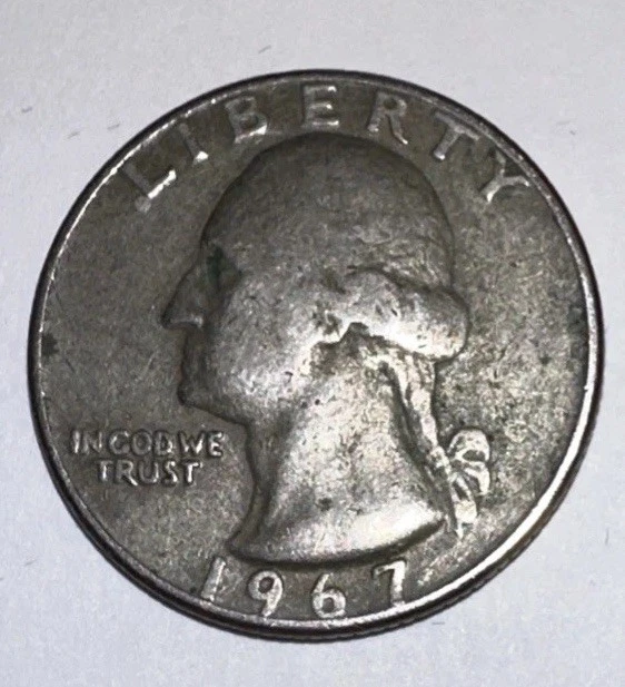 1967 Liberty Washington Quarter VERY RARE No Mint Mark Circulated & Uncertified - Image 2 of 3