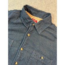 Wrangler Mens Sherpa Lined Denim Shirt Jacket Blue Indigo Workwear Large L