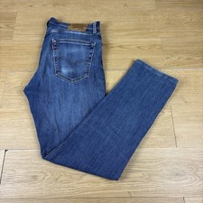 Levi's 502 Stretch Fit Regular Tapered Jeans Blue W34 L34 Premium BIG E Zip Fly