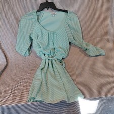 Speechless womens small ight blue patterned mini dress with 3/4 sleeves