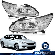 For 2013-2015 Honda Accord Sedan Chrome Clear Wo Led Drl Headlights Pair