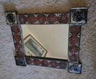 Handmade 13.5"x15.5" Mexican Punched Tin Mirror w/Talavera Ceramic Tiles~FolkArt — photo 4