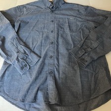 Eddie Bauer Shirt Mens L Blue Long Sleeve Button Front Classic Fit Outdoor